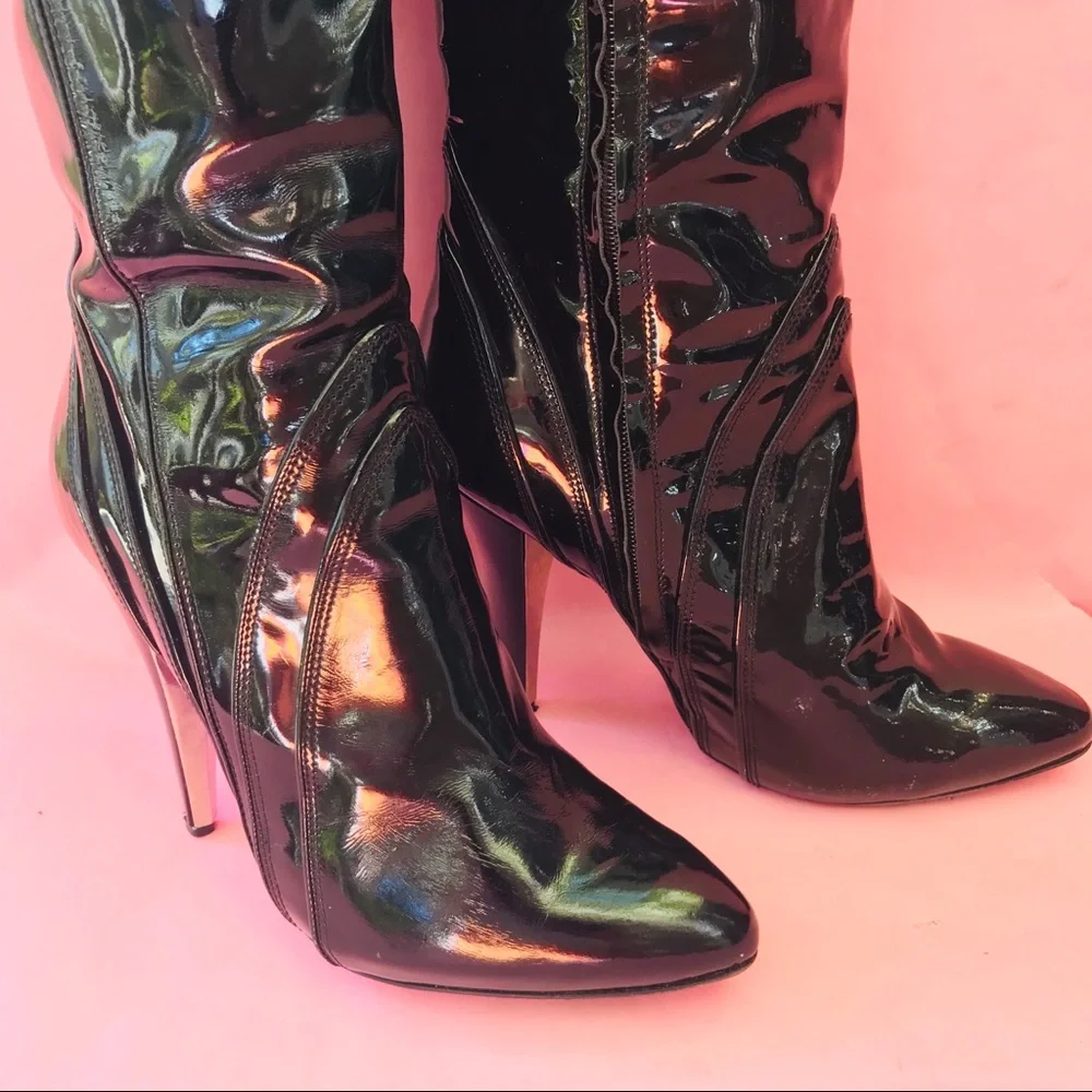 Vintage black Versace patent leather boots